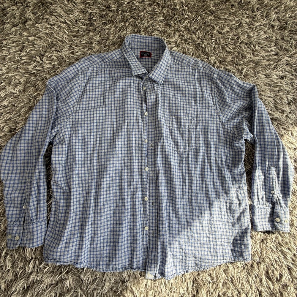 UNTUCKit Pugliese Blue Gray Plaid Cotton Button Down Shirt Mens XXXLC 33982